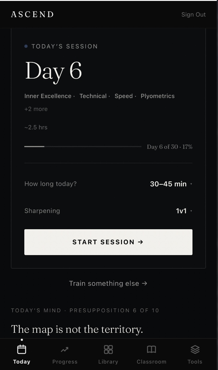 Today's session — Day 6, personalized before they tap start